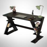 Rašomasis stalas su lentyna Kalune Design Lungo 801CMY5427, 60 cm x 140 cm, 73 cm, juoda sp.
