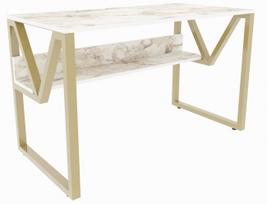 Rašomasis stalas Kalune Design Lona 875ZNA4541, 120 cm x 60 cm, 72.8 cm, aukso sp./balta sp.