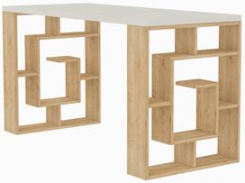 Rašomasis stalas Kalune Design Maze 855DTE3835, 140 cm x 60 cm, 75 cm, ąžuolo sp./balta sp.