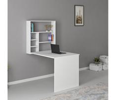Rašomasis stalas su lentyna Kalune Design Sedir 550ARN1109, 90 cm x 59 cm, 154.2 cm, balta sp.