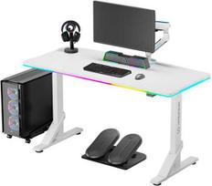 Kompiuterinių žaidimų stalas reguliuojamo aukščio Ultradesk Iron, 132.5 cm x 60.5 cm, 71 - 81 cm, balta sp.