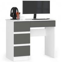 Rašomasis stalas su stalčiais Akord A-7 Left, 90 cm x 50 cm, 77 cm, balta sp./pilka sp.