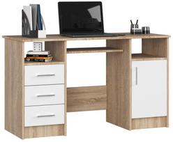 Rašomasis stalas su spintele Akord Ana, 124 cm x 52 cm, 74 cm, balta sp./sonoma ąžuolo sp.