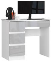 Rašomasis stalas su stalčiais Akord A-7, 90 cm x 50 cm, 77 cm, balta sp./sidabro sp.