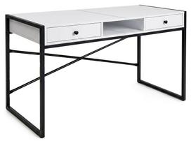 Rašomasis stalas su stalčiais Akord Furniture Factory Elonis, 123 cm x 48 cm, 80.5 cm, balta sp./juoda sp.