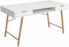 Rašomasis stalas su stalčiais Akord Furniture Factory Arden, 120 cm x 50 cm, 80.5 cm, aukso sp./balta sp.