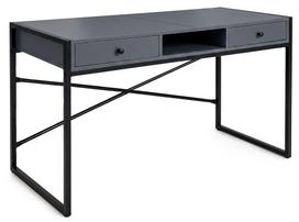 Rašomasis stalas su stalčiais Akord Furniture Factory Elonis, 123 cm x 48 cm, 80.5 cm, grafito sp./juoda sp.