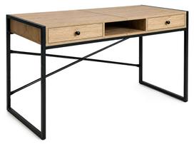 Rašomasis stalas su stalčiais Akord Furniture Factory Elonis, 123 cm x 48 cm, 80.5 cm, juoda sp./artisan oak sp.