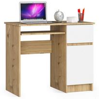 Rašomasis stalas su spintele Akord Furniture Factory Piksel, 90 cm x 50 cm, 77 cm, ąžuolo sp./balta sp.