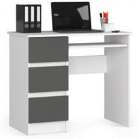 Rašomasis stalas su stalčiais, kairės pusės Akord Furniture Factory A6 Left, 50 cm x 90 cm, 77 cm, balta sp./grafito sp.
