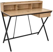 Rašomasis stalas su lentyna Akord Furniture Factory Flexo, 50 cm x 100 cm, 89.5 cm, juoda sp./artisan oak sp.