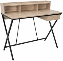 Rašomasis stalas su lentyna Akord Furniture Factory Flexo, 50 cm x 100 cm, 89.5 cm, juoda sp./sonoma ąžuolo sp.