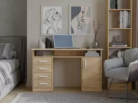Rašomasis stalas su stalčiais Ada M-MP-B-ADA-126-ART, 125 cm x 55 cm, 75 cm, ąžuolo sp.