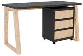 pjedestalas - Rašomasis stalas su stalčiais Iwo I, 135 cm x 65 cm, 75.2 cm, ąžuolo sp./grafito sp. - 1 nuotrauka