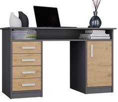 Rašomasis stalas su stalčiais Ada, 125 cm x 55 cm, 75 cm, antracito sp./artisan oak sp.