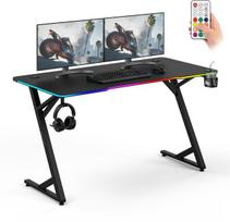 Kompiuterinių žaidimų stalas SENSE7 Volt RGB, 140 cm x 70 cm, 76.5 cm, juoda sp.