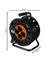kabelis 3x2,5 50 m - Neo Tools 90-175 Prailginimo kabelio ritė 50m, 3x2.5mm2 Juoda (Black) - 3 nuotrauka