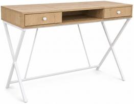 Rašomasis stalas su stalčiais Akord Furniture Factory Crossline, 50 cm x 120 cm, 80.5 cm, balta sp./artisan oak sp.