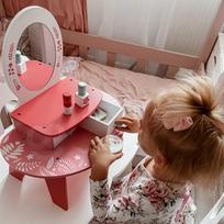 vaikiskas kosmetiniai staliukai - Medinis kosmetinis staliukas su veidrodžiu ir priedais Tooky Toy - 7 nuotrauka