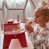 vaikiskas kosmetiniai staliukai - Medinis kosmetinis staliukas su veidrodžiu ir priedais Tooky Toy - 8 nuotrauka