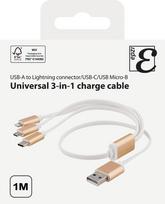 lightning usb a laidas - EPZI USB-C, lightining, micro USB, 1m, baltas / USB-MULTI10 - 2 nuotrauka