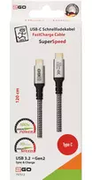 usb 100w laidas - 2GO 797512 USB-C į USB-C 3.2 Gen 2 (3.1 Gen 2) 1,2 m Juodas, Sidabras (Black, Silver) - 2 nuotrauka