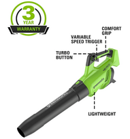 lapu pustuvas 40v - Greenworks G40ABK2II; 40 V; 1x2,0 Ah akum. - 7 nuotrauka