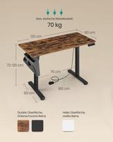 rasomasis stalas - Songmics Reguliuojamo aukščio elektrinis stalas 60x120 cm, juodas/rudas (Black/Brown) - 3 nuotrauka