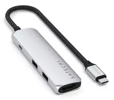 usb type c hdmi - Satechi 4-in-1 USB-C Slim Multiport Adapter 4K ST-P4SS Sidabrinis (Silver) - 2 nuotrauka