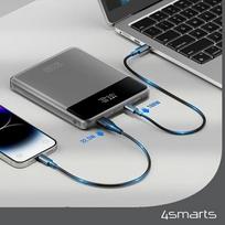 power bank 20000mah - 4smarts Enterprise Slim, 20000mAh, 122.5W, pilkas (grey) - 4 nuotrauka