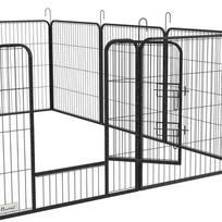 aptvaras - Pawhut Šuniukų aptvaras su 2 durimis, 80 cm, pilkas (Gray) - 2 nuotrauka
