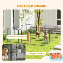 aptvaras - Pawhut Šuniukų aptvaras su 2 durimis, 80 cm, pilkas (Gray) - 6 nuotrauka