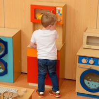 medine virtuves spintele - MasterKidz medinė virtuvės lentynų spintelė su mikrobangų krosnele - 3 nuotrauka