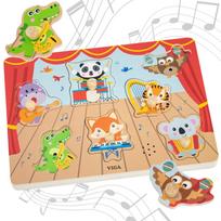 muzikiniai zaislai - Viga Toys Dėlionė VIGA Sound Puzzle Match Muzikiniai gyvūnai - 9 nuotrauka