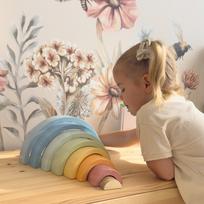 medines kaladeles - Tooky Toy Montessori pastelinė dėlionė - vaivorykštė - 6 nuotrauka