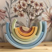 medines kaladeles - Tooky Toy Montessori pastelinė dėlionė - vaivorykštė - 8 nuotrauka