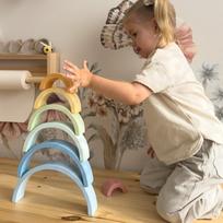 medines kaladeles - Tooky Toy Montessori pastelinė dėlionė - vaivorykštė - 11 nuotrauka