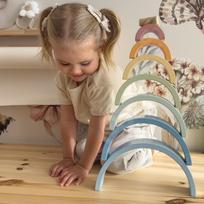 medines kaladeles - Tooky Toy Montessori pastelinė dėlionė - vaivorykštė - 12 nuotrauka