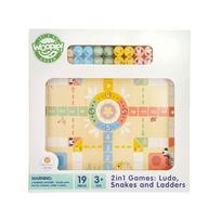 medines kopecios - WOOPIE Žalias loginis stalo žaidimas 2in1 Ludo + Gyvatės ir kopėčios - 3 nuotrauka