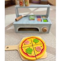 vaikiska medine virtuvele - Tooky Toy Pizzeria medinė picų kepimo krosnis su priedais  - 10 nuotrauka
