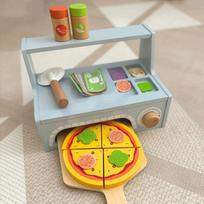 vaikiska medine virtuvele - Tooky Toy Pizzeria medinė picų kepimo krosnis su priedais  - 14 nuotrauka