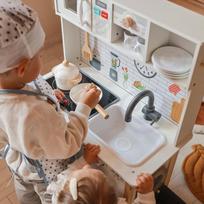 medine vaikiska virtuve - WOOPIE Medinė dvipusė vaikiška virtuvėlė su garsais ir apšvietimu Balta (White) - 4 nuotrauka