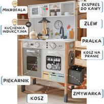 medine vaikiska virtuve - WOOPIE Medinė dvipusė vaikiška virtuvėlė su garsais ir apšvietimu Balta (White) - 13 nuotrauka