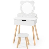 kosmetinis staliukas - Viga Toys Didelis Medinis Tualetinis Staliukas Su Veidrodžiu Ir Kėde, Baltas (White) - 4 nuotrauka