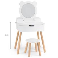 kosmetinis staliukas - Viga Toys Didelis Medinis Tualetinis Staliukas Su Veidrodžiu Ir Kėde, Baltas (White) - 5 nuotrauka