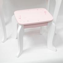 medine kede - VIGA Didelis medinis kosmetinis staliukas su veidrodžiu ir kėde, Baltas/Rožinis (White/Pink) - 5 nuotrauka