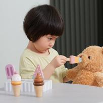 medinis stovas - Mediniai spalvoti ledai VIGA PolarB su stovu Icecream 5vnt, 44057 - 4 nuotrauka