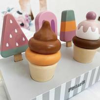 medinis stovas - Mediniai spalvoti ledai VIGA PolarB su stovu Icecream 5vnt, 44057 - 13 nuotrauka