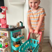 zaislas supermarket - Žaislinė parduotuvė su vežimėliu ir priedais 47 vnt. Woopie, mėlyna - 7 nuotrauka
