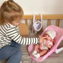 nesiokle lelei - Woopie Royal Kūdikio lėlė 30,5 cm + Rožinė nešioklė - 9 nuotrauka